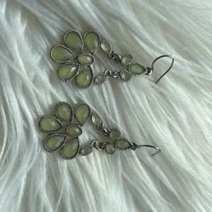 Dangle Earrings Mint Green Gems